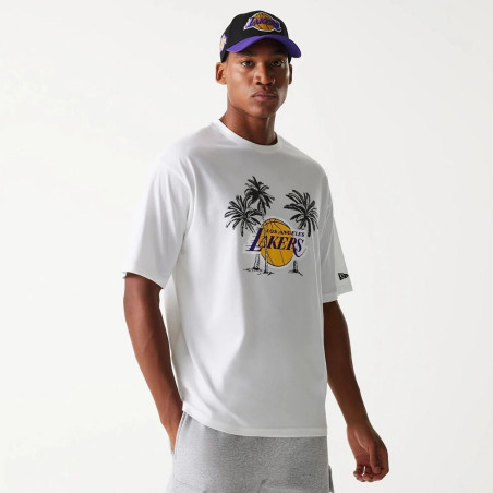 Men's New Era Palm tree T-shirt NBA Los Angeles Lakers White