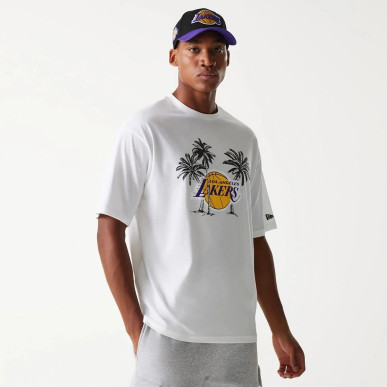 T-shirt NBA Los Angeles Lakers New Era Palm tree Blanco