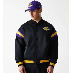 Chaqueta Bomber NBA Los Angeles Lakers New Era Panel negro