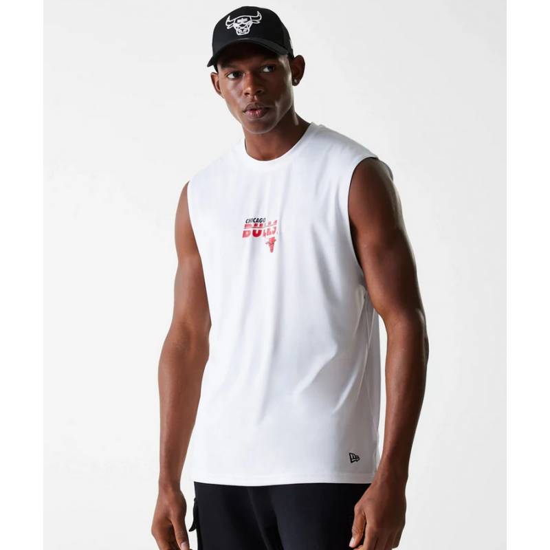 Men's New Era Essential Tank NBA Chicago Bulls White Men's New Era Essential Tank NBA Chicago Bulls White