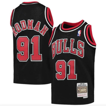 Maillot NBA Dennis Rodman Chicago Bulls 1997-98 Mitchell & Ness Hardwood Classic Noir Pour enfant