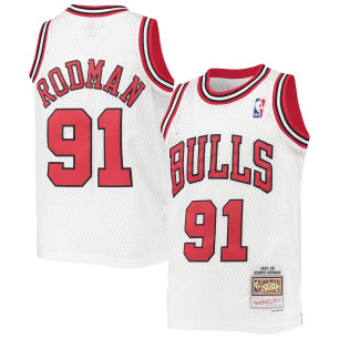 Camiseta NBA Dennis Rodman Chicago Bulls 1997-98 Mitchell & Ness Hardwood Classic blanco para niños