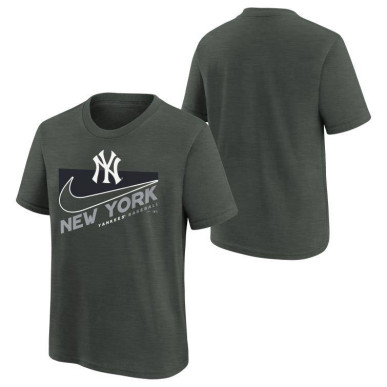 T-Shirt MLB Enfant New York Yankees Nike Pop Swoosh Town Gris