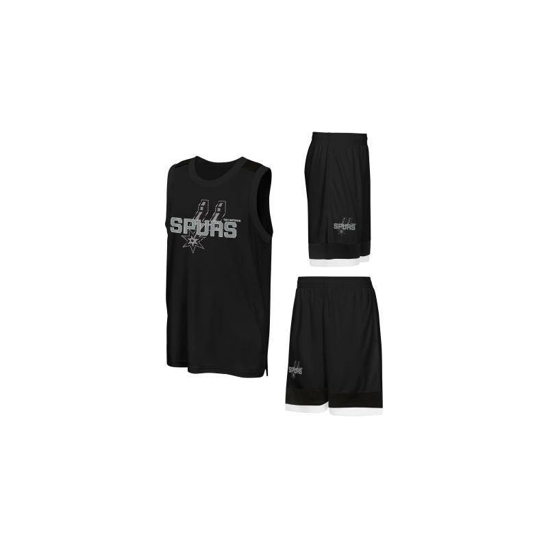 Kid's Outerstuff Top and short Poly NBA San Antonio Spurs black