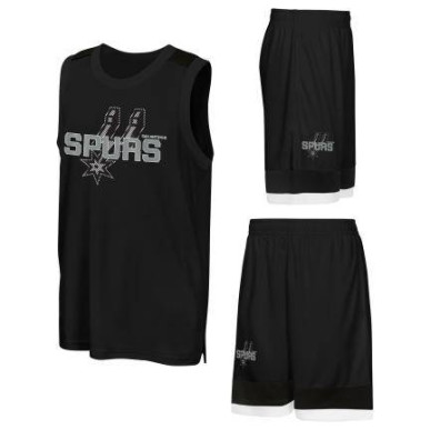 Kid's Outerstuff Top and short Poly NBA San Antonio Spurs black